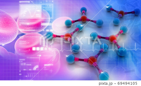 Digital illustration of molecules in abstract background 69494105