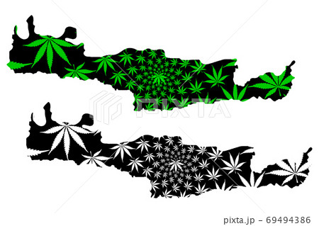 Crete - map is designed cannabis leaf Crete - map is designed cannabis leaf 69494386