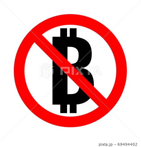 bitcoin forbidden, flat red round sign bitcoin forbidden, flat red round sign 69494402