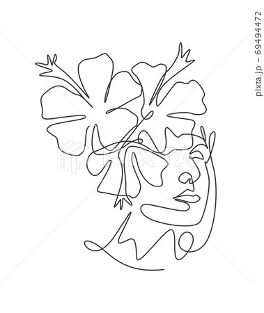 One single line drawing beauty abstract face - Stock Illustration  [69494472] - PIXTA