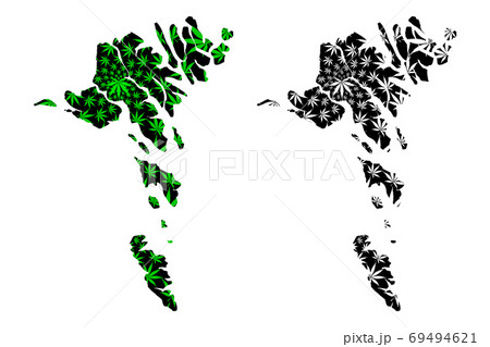 Faroe Islands - map is designed cannabis leaf 69494621