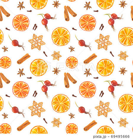 Watercolor seamless pattern with Christmas gingerbread cookies 69495666