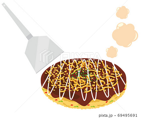 ソースお好み焼きのベクターイラストのイラスト素材