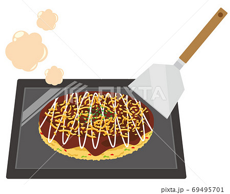ソースお好み焼きのベクターイラスト 69495701