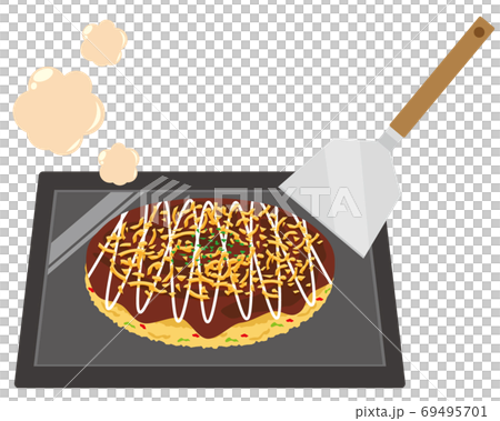 ソースお好み焼きのベクターイラスト 69495701