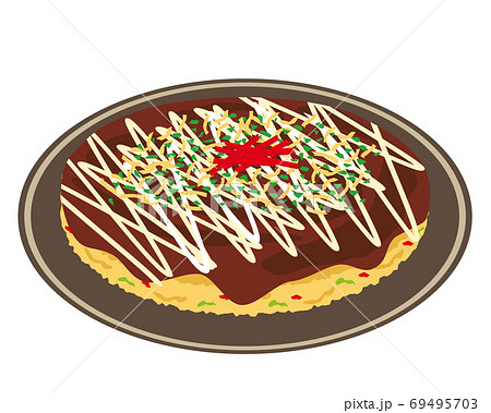 ソースお好み焼きのベクターイラスト 69495703