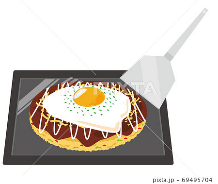 ソースお好み焼きのベクターイラスト 69495704