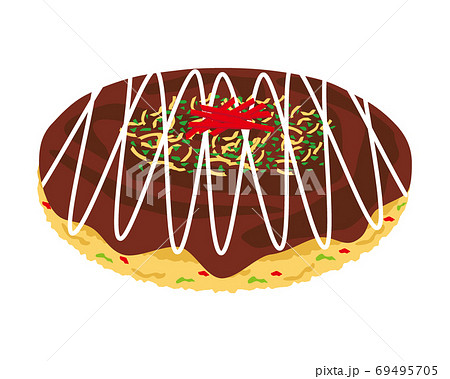 ソースお好み焼きのベクターイラスト 69495705