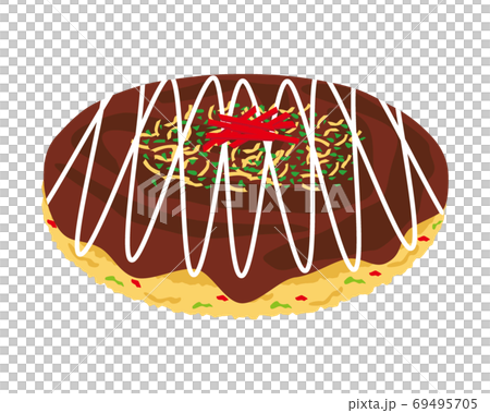 ソースお好み焼きのベクターイラスト 69495705