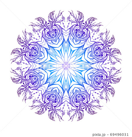 Round mandala with boho pattern 69496031