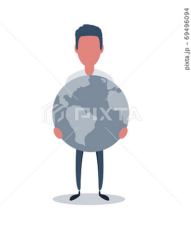 Vector illustration of the man is holding earth in his hands 69496094