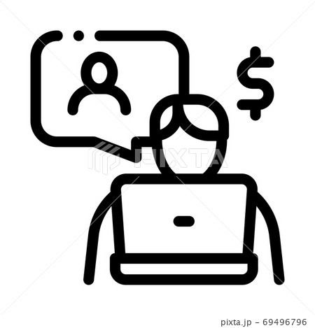 manager communicate with customer icon vector outline illustration 69496796