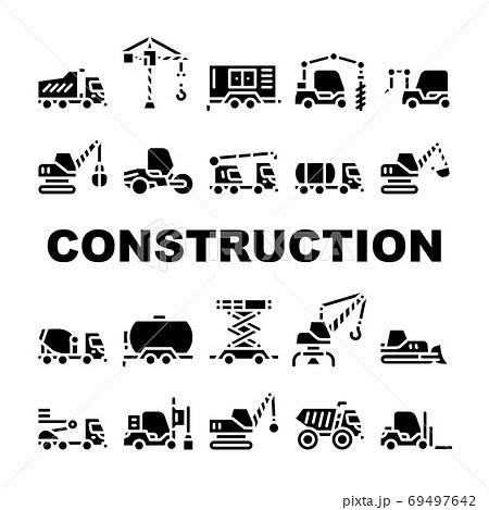 Construction Vehicle Collection Icons Set isolated illustration 69497642