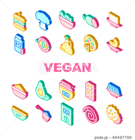 Vegan Menu Restaurant Collection Icons Set Vector Vegan Menu Restaurant Collection Icons Set Vector 69497700