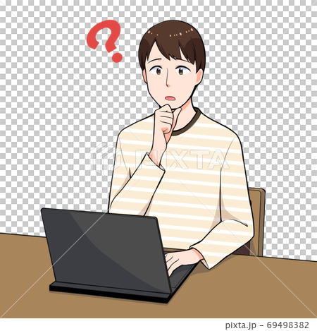 A man who wonders when operating a computer A man who wonders when operating a computer 69498382