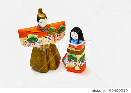 白背景のひな人形 69499519