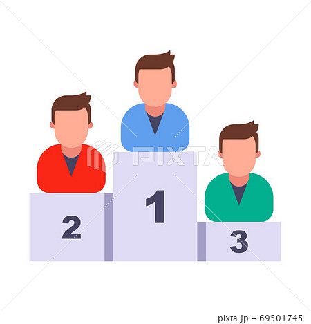 victorious pedestal with people. identification of the leader in the team. flat vector illustration. 69501745