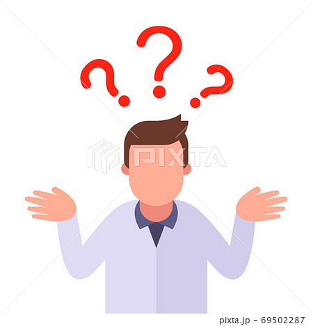 the person asks a question and wants to get an answer. Flat character vector illustration. 69502287