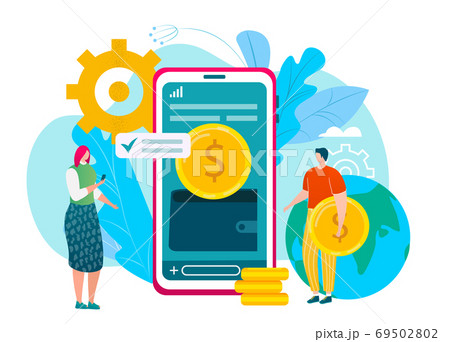 Mobile wallet concept on smart phone screen, e-commerce payment, smart pay, business and technology concept vector illustration. 69502802