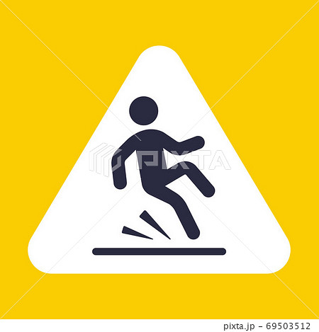 The sign can be slipped carefully. the fall of man. flat vector illustration. 69503512