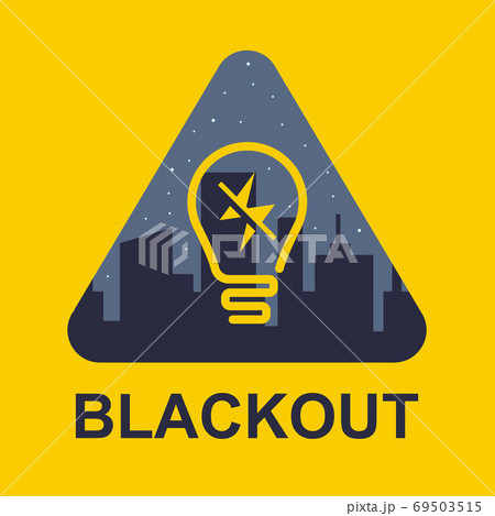 blackout icon on a yellow background. power outage in a big city. flat vector illustration. 69503515