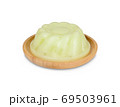 pudding melon in wooden round plate on white background 69503961