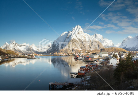 spring in Reine Village, Lofoten Islands, Norway 69504099