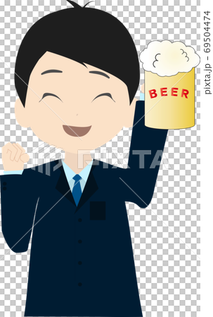 Illustration of a businessman toasting with beer Illustration of a businessman toasting with beer 69504474