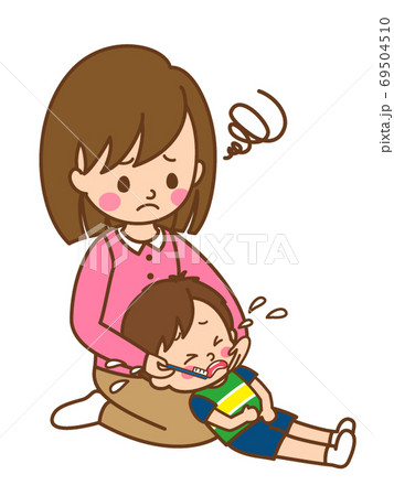 仕上げ磨きを嫌がる子 69504510