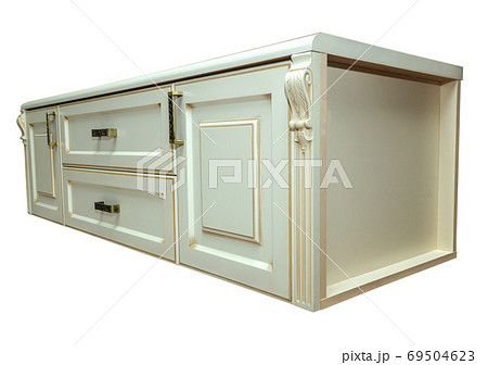 Wooden cabinet furniture on a white background Wooden cabinet furniture on a white background 69504623