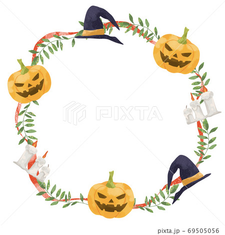 かわいいタッチのハロウィンのリースのイラスト素材