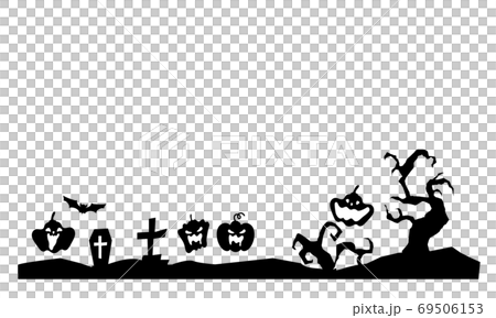 黒のハロウィンシルエットフレーム枠のベクターイラスト素材 黒のハロウィンシルエットフレーム枠のベクターイラスト素材 69506153