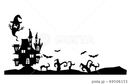 黒のハロウィンシルエットフレーム枠のベクターイラスト素材 黒のハロウィンシルエットフレーム枠のベクターイラスト素材 69506155