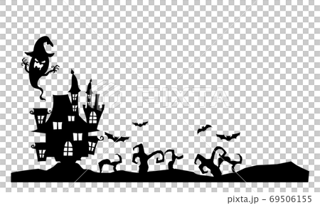 黒のハロウィンシルエットフレーム枠のベクターイラスト素材 黒のハロウィンシルエットフレーム枠のベクターイラスト素材 69506155