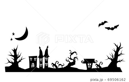 黒のハロウィンシルエットフレーム枠のベクターイラスト素材のイラスト素材