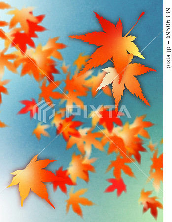 紅葉をデザインした秋のイメージの背景素材 69506339