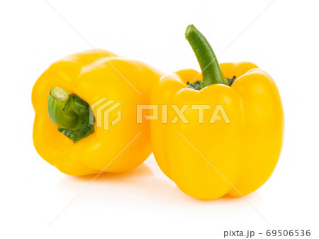yellow bell pepper on white background 69506536