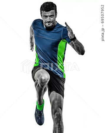 mature man running runner jogging jogger isolated white background 69507952