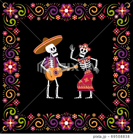 Dia De Muertos Day Of Dead Ornamental Frameのイラスト素材 6950