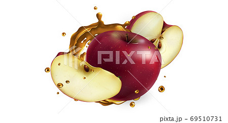 Fresh red apples and a splash of fruit juice. Fresh red apples and a splash of fruit juice. 69510731