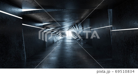 dark abstract concrete geometric architecture concrete background 3D render illustration 69510834