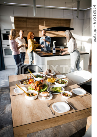 Beautiful table with food in a cozy home 69513954