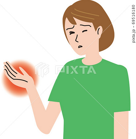 手首の痛みを感じているミドルエイジの女性のイラスト素材