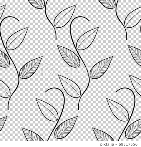 Seamless Pattern Of Hand Painted Leaf Line Drawing Stock Illustration