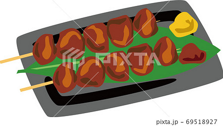 鶏もも肉の串焼き日本食の焼き鳥のイラスト素材