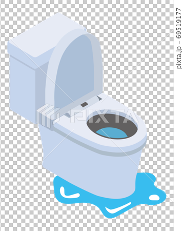 Western toilet with leaking water on the floor - Stock Illustration  [69519177] - PIXTA