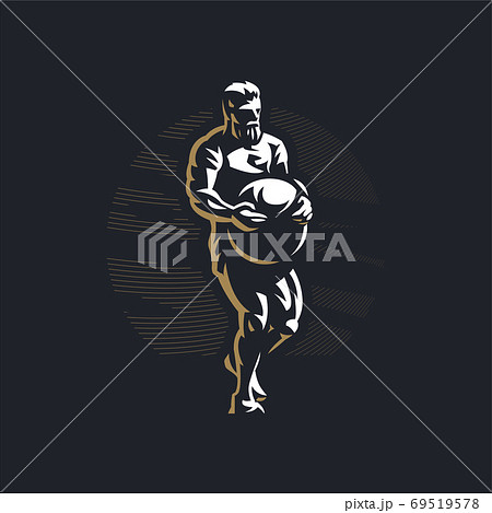 Fitness man with Atlas stone.  69519578