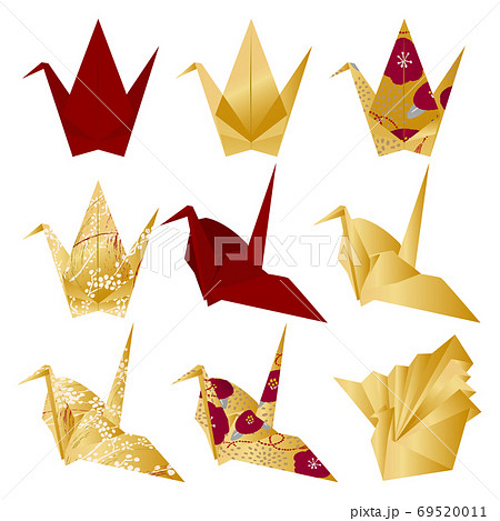 お正月飾りの折り鶴のイラストのイラスト素材