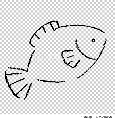 魚のかわいいえんぴつ画イラストのイラスト素材