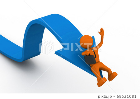 Business man on the arrow (Success or fall concept) 69521081